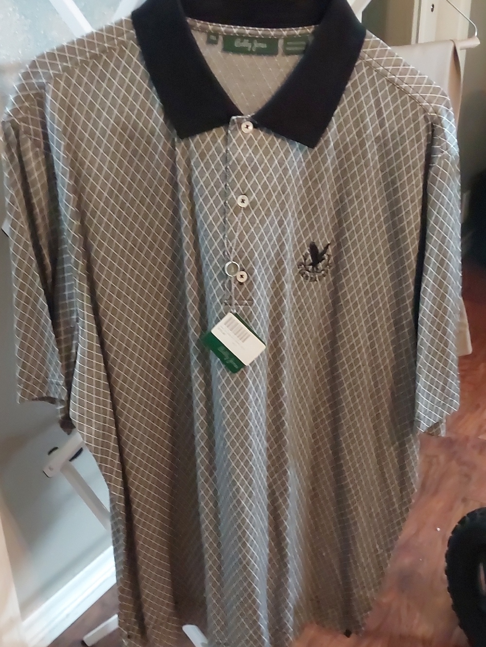 Bobby Jones Stafford Black/White Polo with Black Contrast Collar From Gleneagles